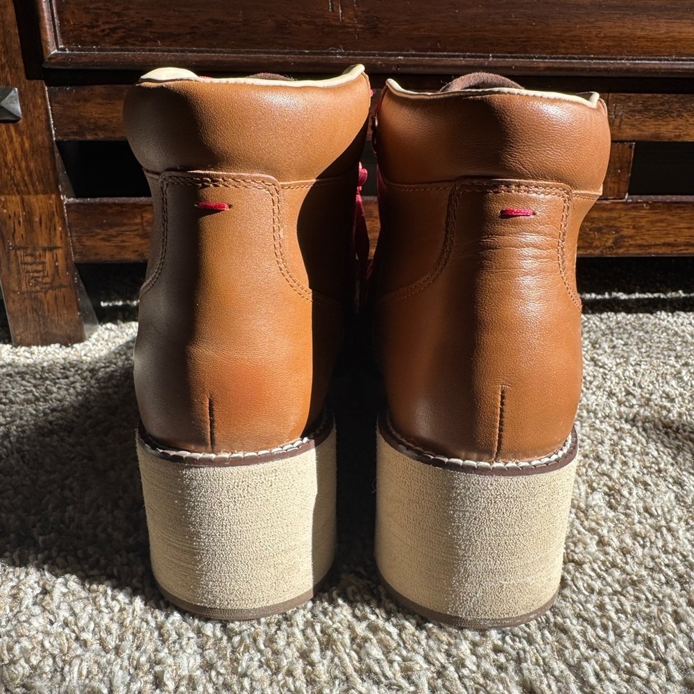 Cole Haan Women's ZeroGrand Waterproof Wedge Hiker Booties Brown Leather - Picture 9 of 13